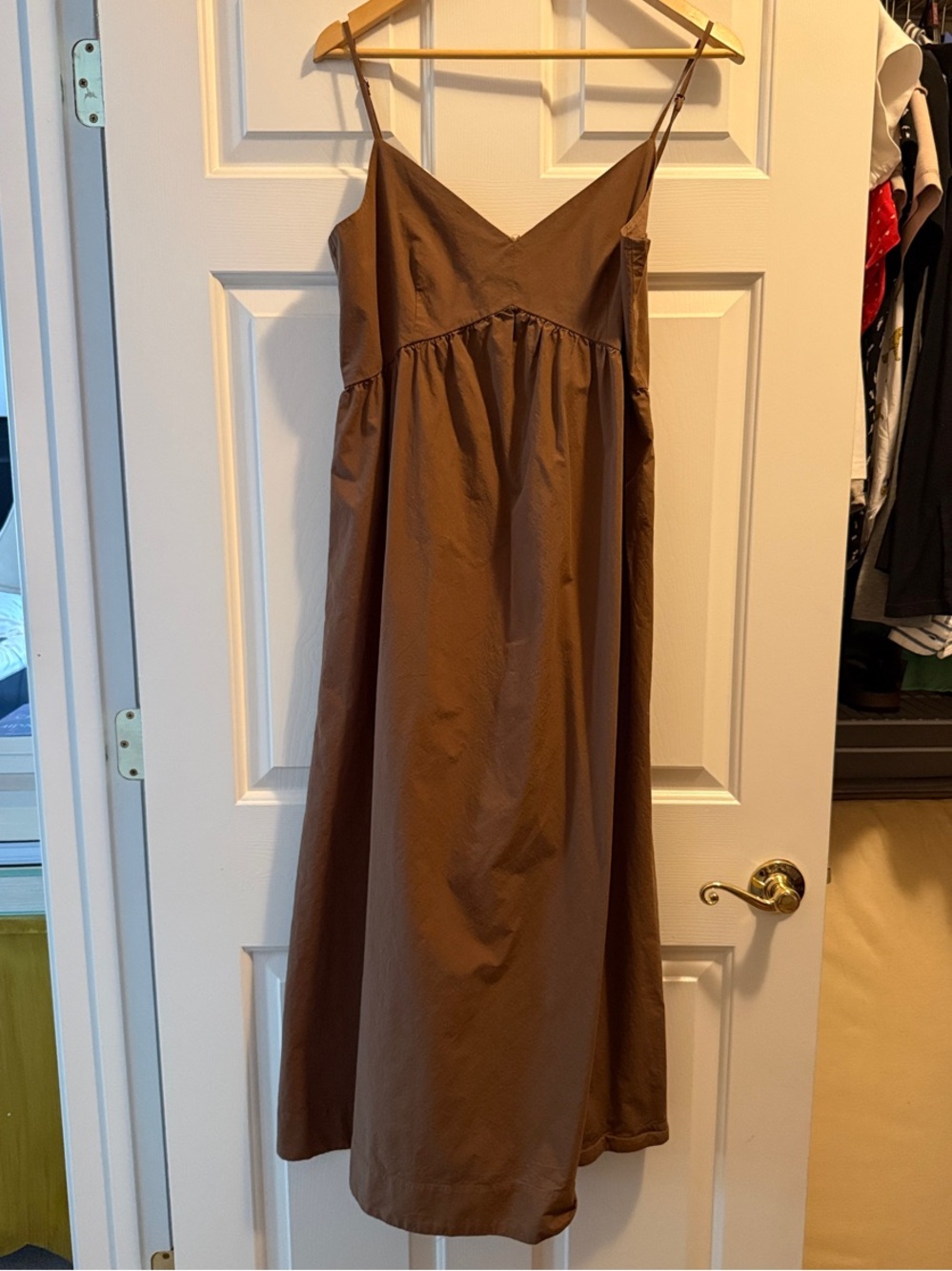 Elegant Brown Maxi Dress with Spaghetti Straps